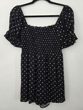 Mi Ami for Francesca's Polka Dot Smocked Romper. Size Small. New.